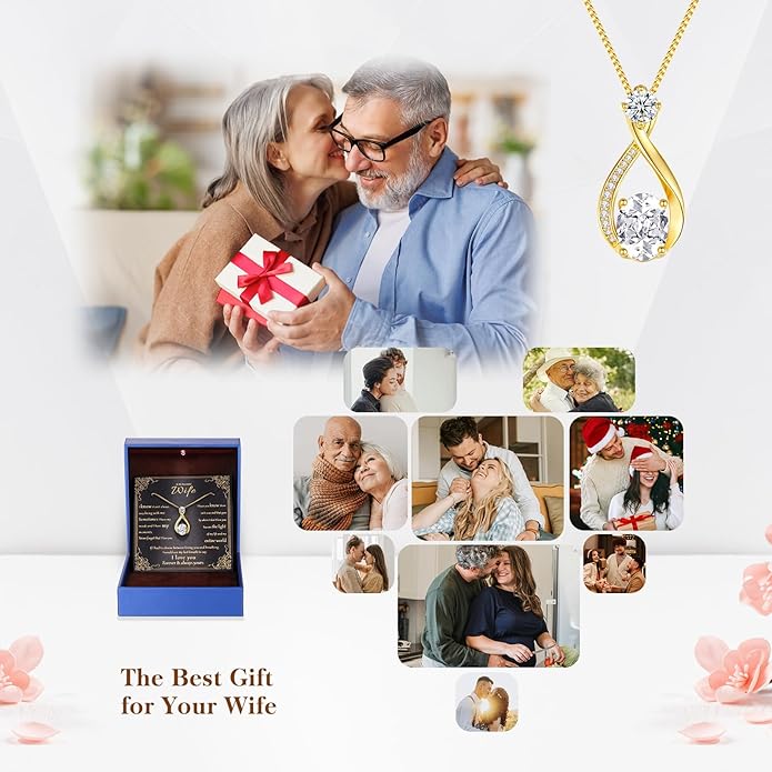 1.5CT Moissanite Infinity Pendant Necklace in Gift Box|Anniversary Wedding Gifts for Women Wife Her|S925 Sterling Silver 18K White Gold/Gold Filled|Jewelry for Birthday Christmas Valentines Day