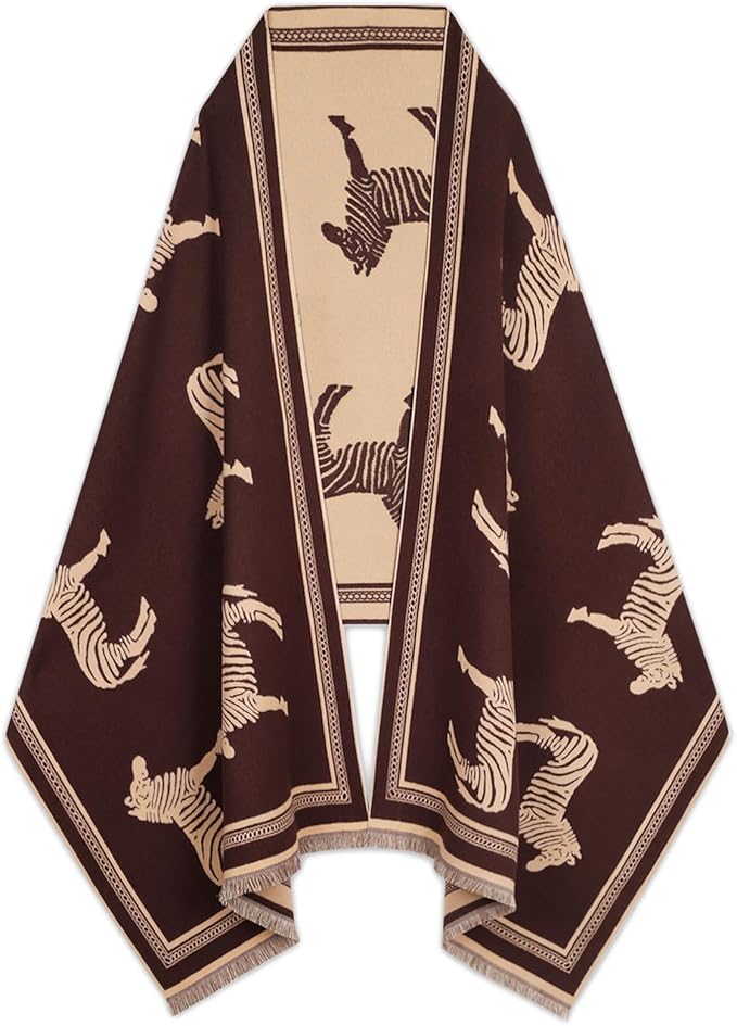 EXTREE Scarfs for Women Pashmina Silky Shawl Wrap for Evening Dressing Blanket Open Front Poncho Cape