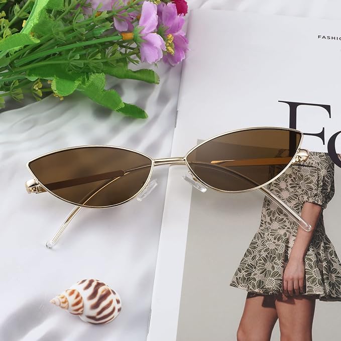 FEISEDY Fashion Designer Sunglasses Retro Small Petals Shape Arc Temple Design B2298