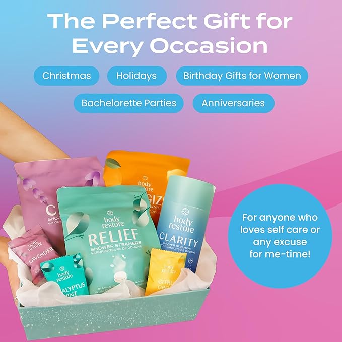Body Restore Shower Steamers Aromatherapy 6 Pack – Valentines Day Gifts for Her and Him, Birthday Gifts for Women and Men, Relaxation, Stress Relief, Self Care – Bloom