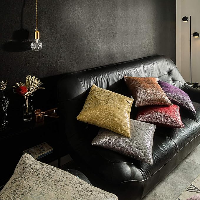 Xinrjojo Sparkling Decorative Pillow Cases, Silver Grey Pillows, 22x22 inch Pillow Covers, for Home Sofa Couch Chair Back Seat Bedroom Car, Starry 2 Pack (Silver- Dark Gray)