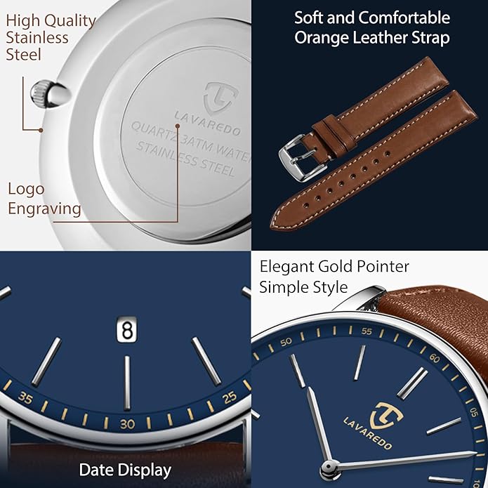 BEN NEVIS Watch, Mens Watch, Minimalist Fashion Simple Wrist Watch Analog Date with Leather Strap