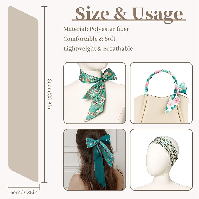 4 Pack Purse Scarf Handbags Skinny Twill Hair Scarves Narrow Neck Scarf Band Women Fashion Accessories Bag Charms