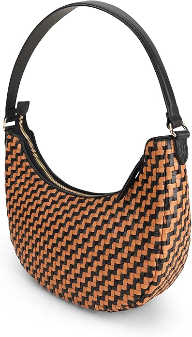 Handmade Woven Genuine Leather Bag, Premium Quality, Crossbody Purse & Hobo Handbag, Diagonal Pattern, 11.81x3.94x9.06 Inches