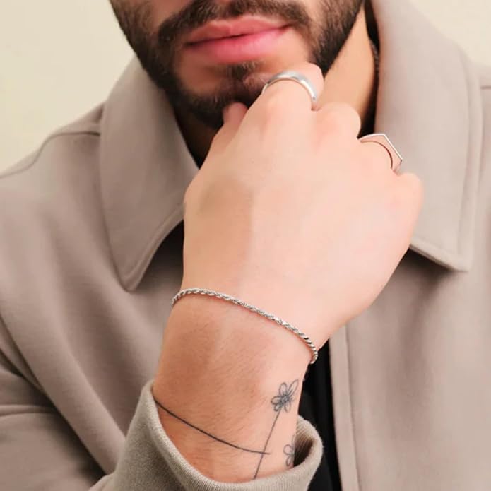 nometo 925 Sterling Silver Rope Chain Bracelet Box Chain Bracelet 2mm3mm5mm Silver/Gold Plated Bracelet for Men Women Silver Bracelet 6.5-9 Inches
