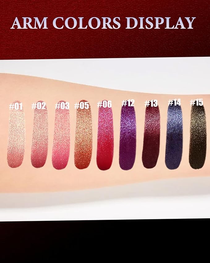 Glitter Dark Purple Metallic Lipstick for Women,Long Lasting Shimmer Sparkling Diamond Lipstick Glitter High Pigmented Lip Gloss Metallic Matte Red Lip Color Stain Waterproof Halloween Lips Makeup-12