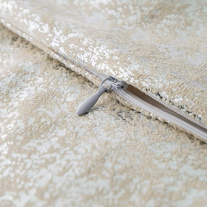 Xinrjojo Gift, Euro Champagne Silver Super Soft Sparkling Decorative Solid Color Square Cushion Cover Handmade Pillowcase with Hidden Zipper, 2 Packs,18x18 inch