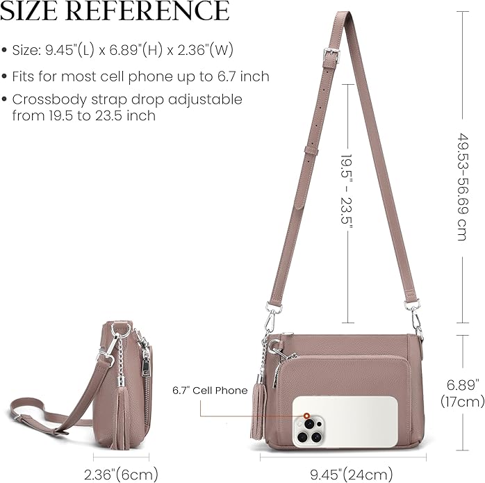 befen Anti Theft Genuine Leather Crossbody Bags for Women Handbags and Shoulder Basg with Built in Wallet RFID Leather Purse
