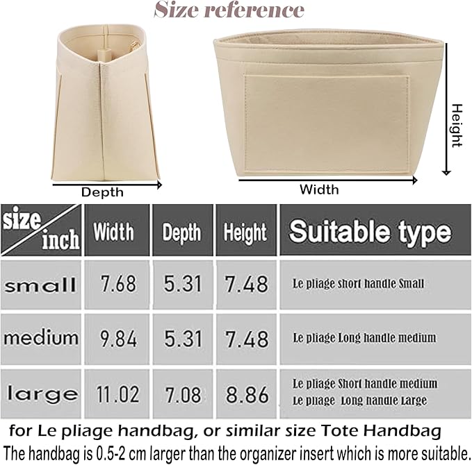 Lckaey Purse Organizer Insert for Longchamp Le Pliage Neo Handbags Insert Organizer 1012BEIGE-S