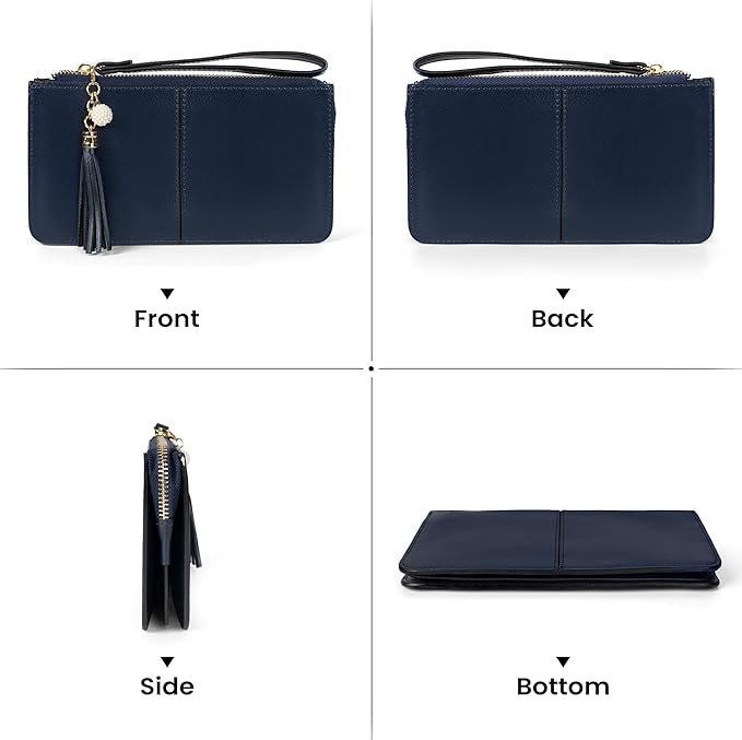 befen Genuine Leather Wristlet Clutch for Women Ultra-Slim Ladies Credit Card Holder Wallet Purses with RFID Protection