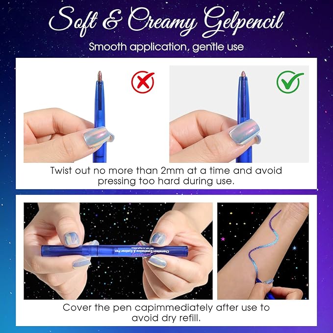 Chameleon Metallic Eyeshadow & Eyeliner Gel Pencil – Multichrome Shifting Colors Glitter Eye Makeup, Waterproof Long-Lasting Smudge-Proof Duochrome Pencil (Electric Blue to Royal Purple)