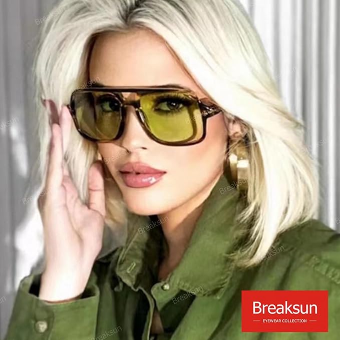Retro Aviator Sunglasses for Women Men Trendy Classic 70s Square Aviator Sun Glasses Vintage Shades