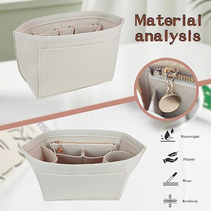 Felt Organizer Insert for Longchamp Le Pliage Handbag Women Purse organizer 1012-25beige-M