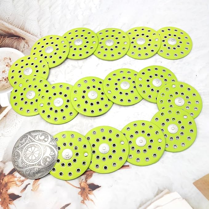 Wide Disc Belt for Women Vintage Hollow Boho Leather Belt Western Chunky Waist Belt Cowboy Metal Buckle Concho Belts