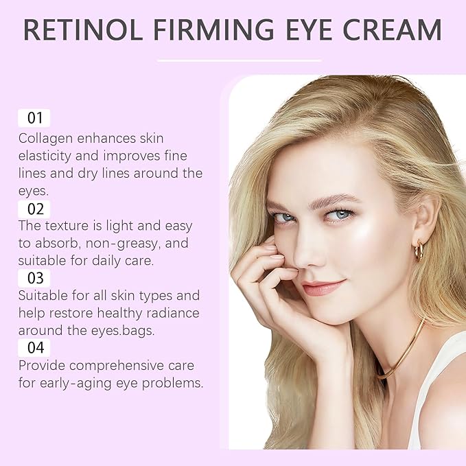 Retinol Eye Cream 20g - Anti Aging Eye Cream for Dark Circles & Puffiness - Reduces Wrinkles & Fine Lines, Firms & Brightens with Niacinamide & Collagen - Hydrating, Gentle Formula for All Skin Types