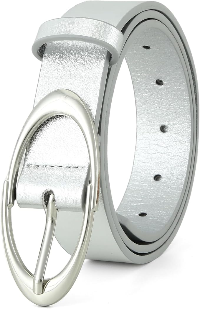 Earnda Women Faux Leather Belt for Jeans Pants Fashion Ladies Waist Belts with Gold Silver Oval Buckle