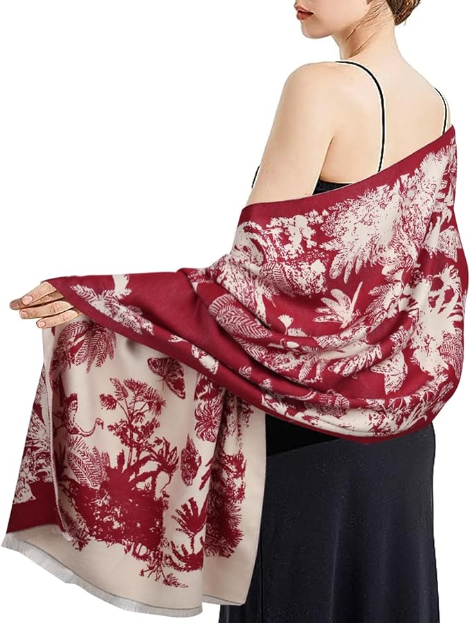 EXTREE Scarfs for Women Pashmina Silky Shawl Wrap for Evening Dressing Blanket Open Front Poncho Cape