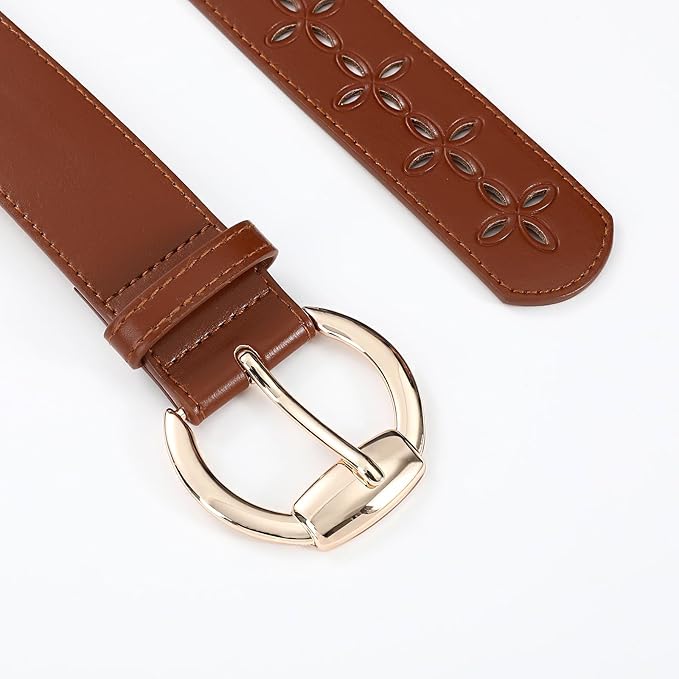 Wide Belts for Women Leather Wide Belts Fashion Thick Black Belt With Gold Buckle Belt for Dresses