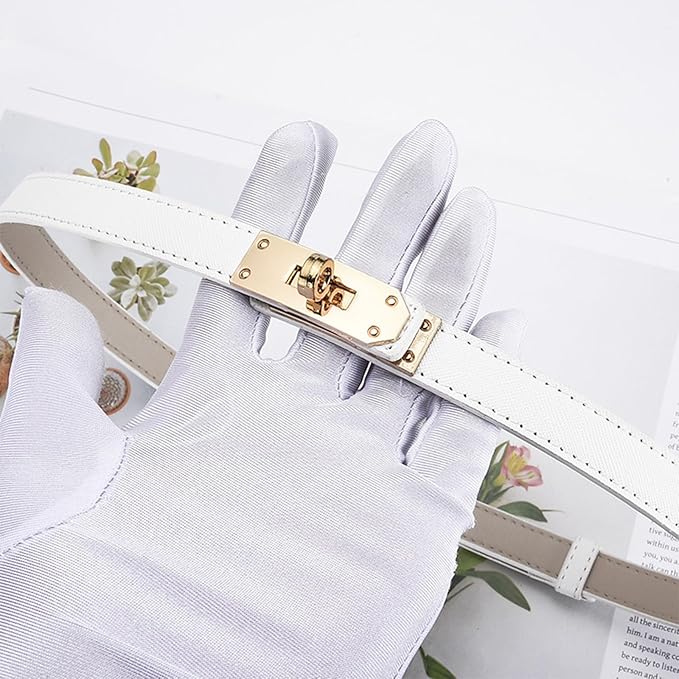 FENLDY Adjustable Thin Belts For Womens Skinny Belts For Dresses Womens Solid Color Alloy Turn Lock Belts For Jeans