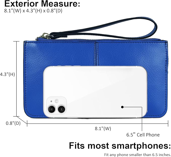 befen Genuine Leather Wristlet Clutch for Women Ultra-Slim Ladies Credit Card Holder Wallet Purses with RFID Protection