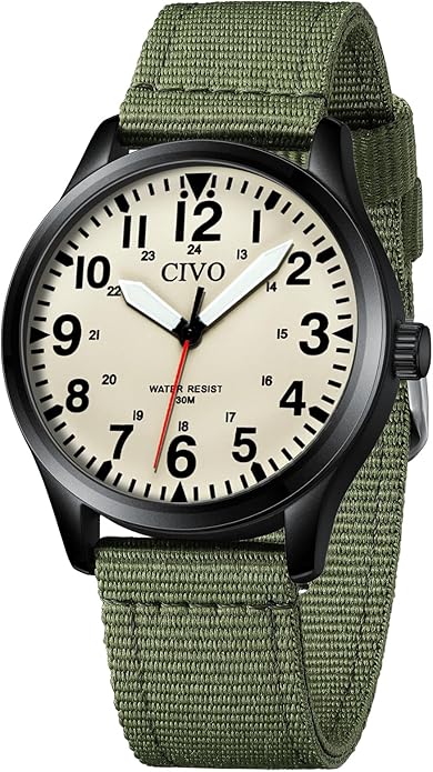 CIVO Analog Wrist Watches for Men: Waterproof Stainless Steel Mens Watches - Silver Watch with Easy Read Dial Men's Watch for Gift