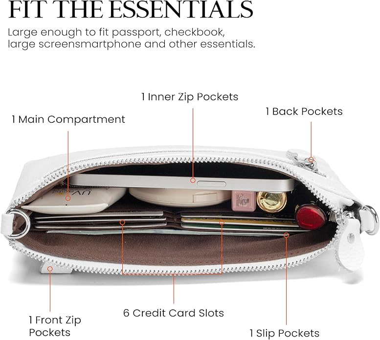 befen Genuine Leather Wristlet Clutch Wallet Purses with RFID Blocking, Small Crossbody Bags Shoulder Handbag for Women