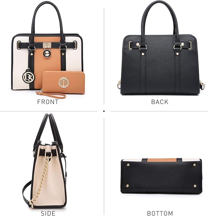 Dasein Handbags Purses Set for Women Top Handle Satchel Shoulder Bags Large Work Tote Bag with Matching Wallet