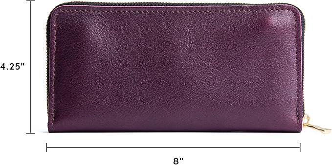 Portland Leather Goods Women's Accordion Zip Wallet – Handcrafted in Durable, Full-Grain Leather – 8 Card Slots & Secure Zippered Pocket – Plum