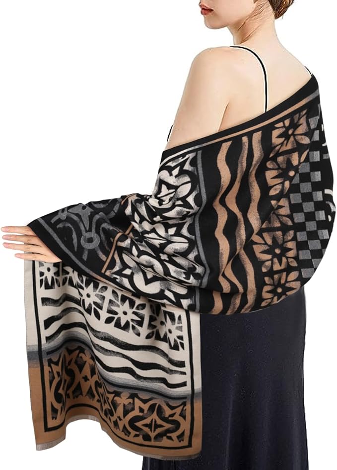 EXTREE Scarfs for Women Pashmina Silky Shawl Wrap for Evening Dressing Blanket Open Front Poncho Cape