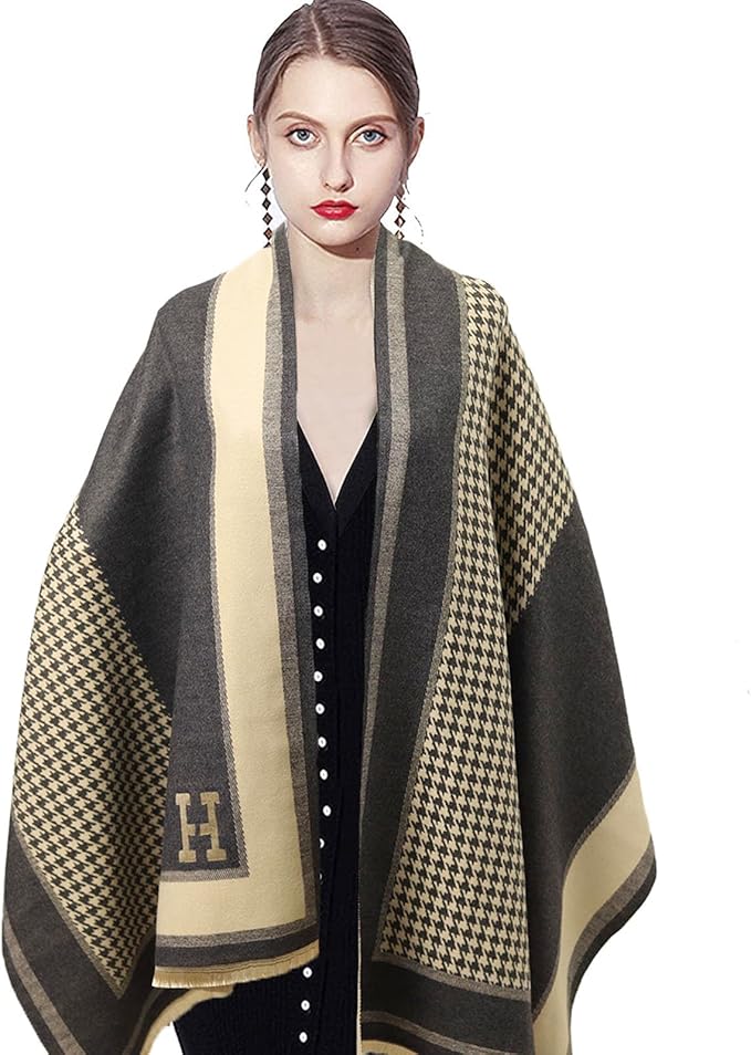 EXTREE Scarfs for Women Pashmina Silky Shawl Wrap for Evening Dressing Blanket Open Front Poncho Cape