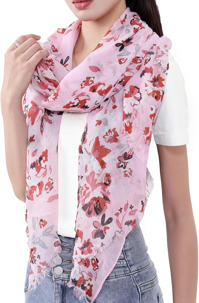 MELIFLUOS DESIGNED IN SPAIN Scarf for Women Lightweight Floral Flower Scarves for Summer Fall Shawl Wrap