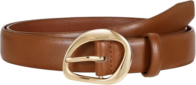 JASGOOD Leather Belts for Women Cute Casual Waist Belt with Gold Buckle Ladies for Jeans Pants Dresses