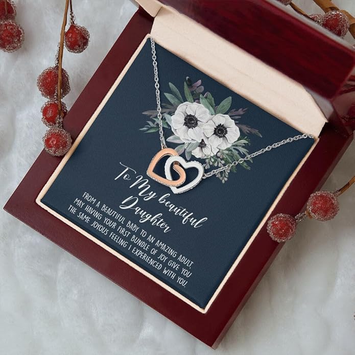 VIRAGIL To My Daughter Gift Necklace From Dad or Mom - Badass Daughter Jewelry With Heartfelt Message & Elegant Box