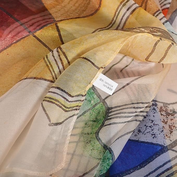 100% Mulberry Silk Women's Neck Silk Scarf-Lightweight Shawl,FLoral Print Beach Silk Wrap-Scarves for Photography