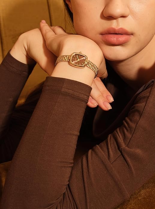 Gold Watches for Women Vintage Ladies Wrist Watches Stainless Steel Dainty Small Gold Watch with Link Removal Tools and Gift Box for Women and Love Ones
