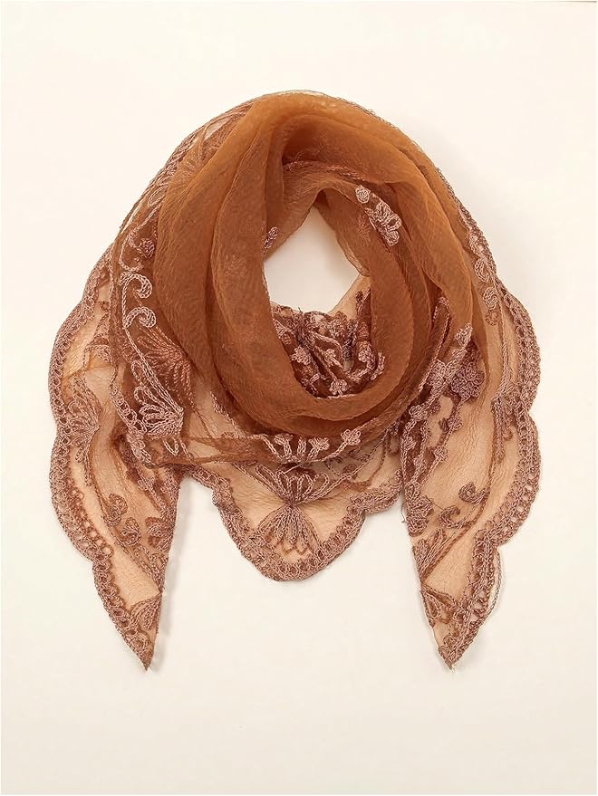 Floerns Women's Flower Embroidery Hair Scarf Headband Sheer Lace Hair Bandana