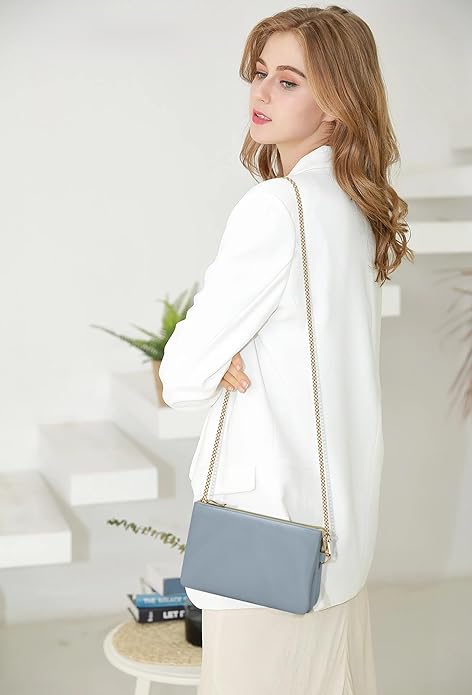 Wristlet Purses for Women, Vegan Leather Crossbody Evening Zip Clutch Bag with Strap | Vegan Leather, Evening, Zip, with Strap