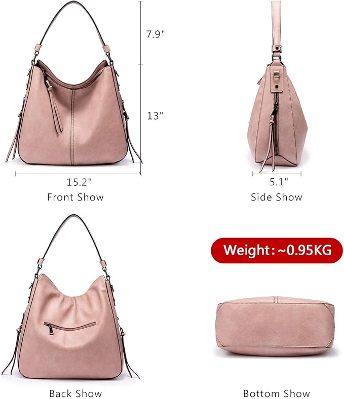 Realer Hobo Crossbody Bags for Women Designer Faux Leather Hobo Handbags Retro Large Size Shoulder Bag Bucket Purse