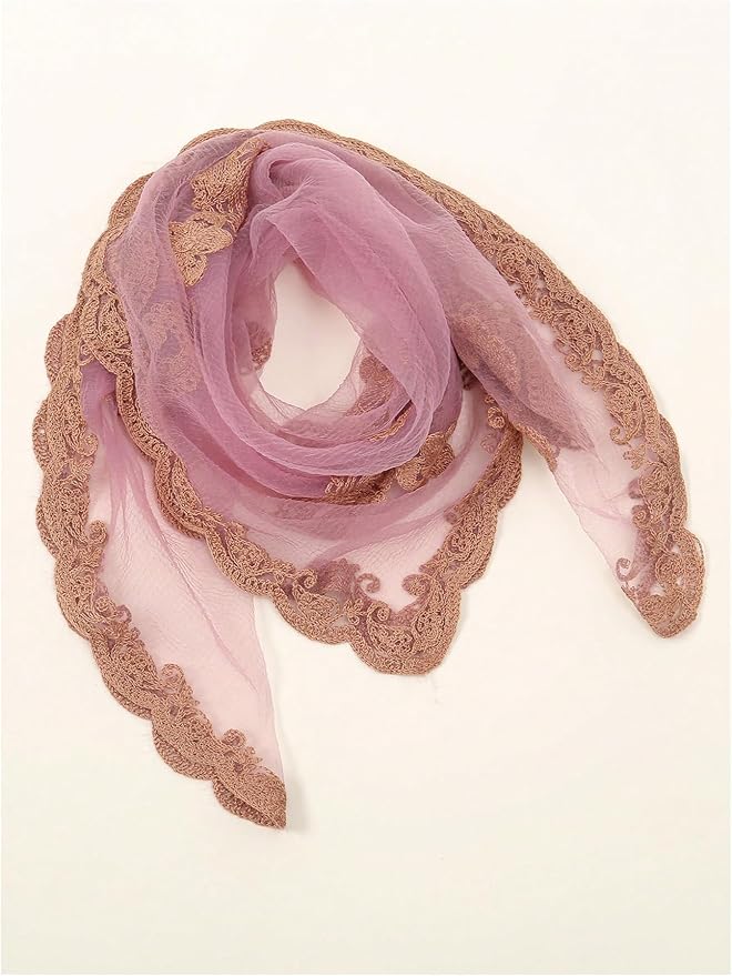 Floerns Women's Flower Embroidery Hair Scarf Headband Sheer Lace Hair Bandana