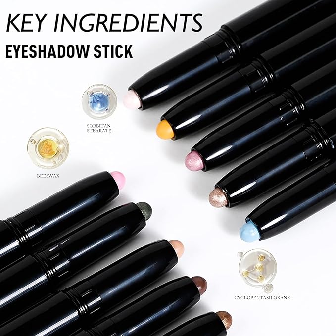 Eyeshadow Stick Matte Eye Shadow Pencil Cream to Powder Eye Brightener Crayon Long-Lasting Crease-Proof Neutral Eyeshadow Buildable Blendable High Pigmented Eye Liner Makeup for Women, 7 YELLOW