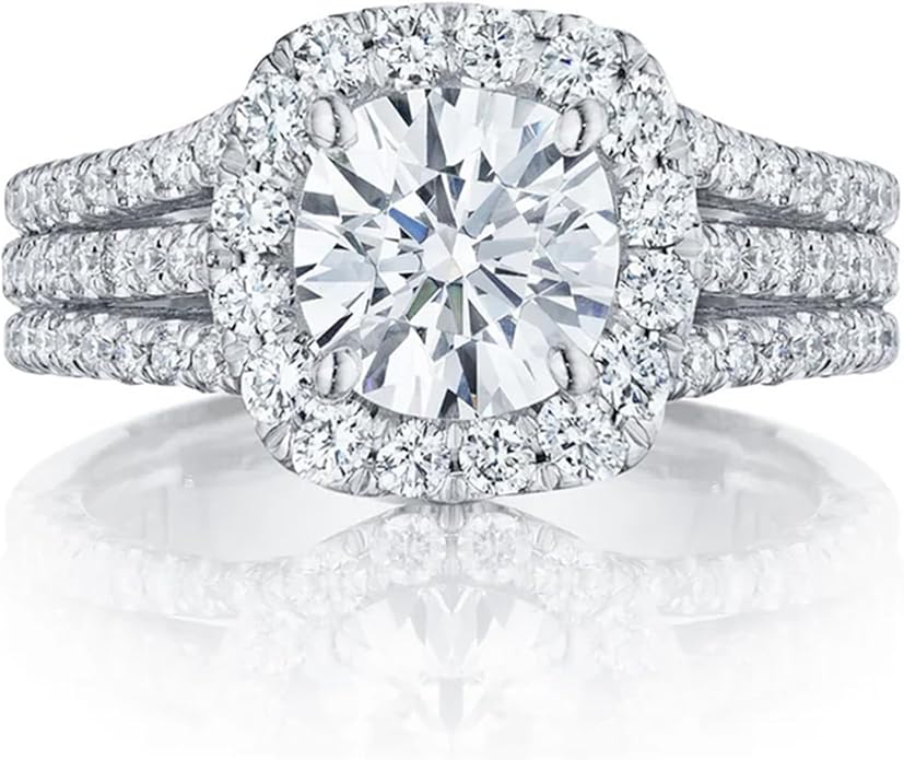 JKK Oval Moissanite Rings for Women - 925 Sterling Silver 2ct D Color VVS1 Clarity Lab Grown Diamond Halo Wedding Engagement Ring Silver Jewelry Anniversary Valentines Day Gifts for Women Her