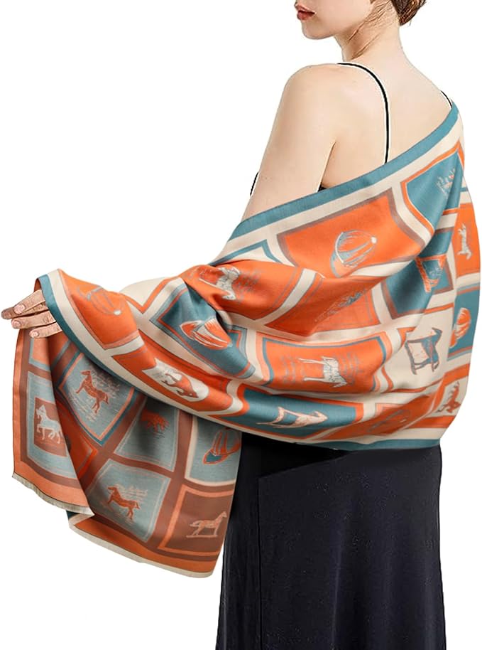 EXTREE Scarfs for Women Pashmina Silky Shawl Wrap for Evening Dressing Blanket Open Front Poncho Cape