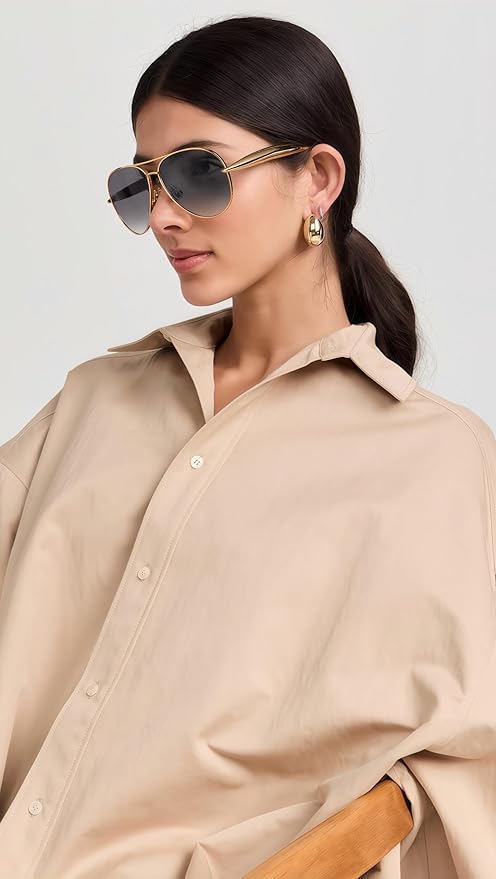 Retro Gold Aviator Sunglasses for Women Men, 2025 Metal Oversized 70s Aviators Sun Glasses