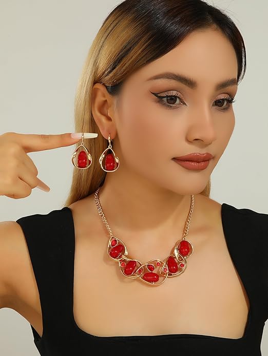 Chunky Statement Jewelry Set Blue Ocean Seashell Choker Necklaces Earrings Set for Women Pearl Bib Collar Necklaces for Party Prom Pageant Summer Fashion Jewelry Unique Birthday Gift