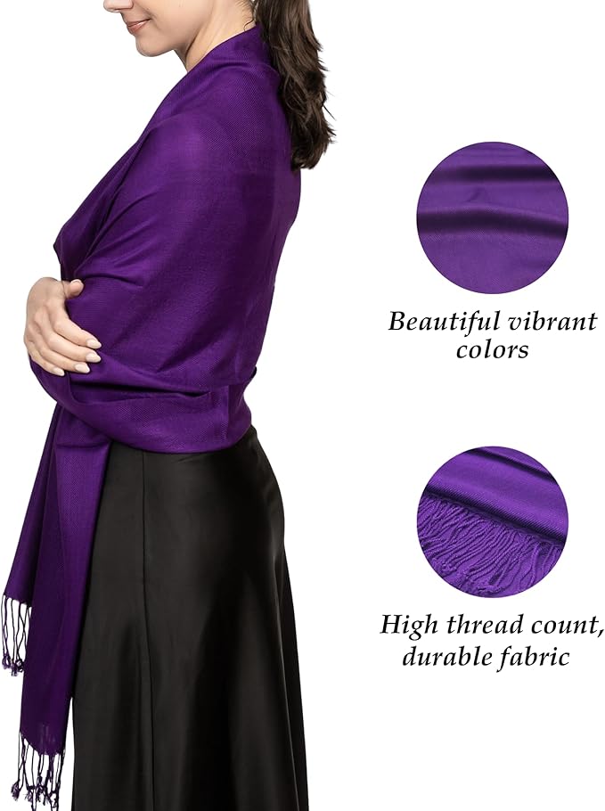 Achillea Soft Silky Pashmina Scarf for Women – Shawl Wrap for Evening Dresses, Bridesmaids, Weddings & Everyday Wear