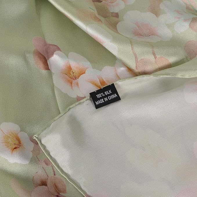 100% Mulberry Silk Scarf for Women Neck Oblong Headscarves Long Floral Print Lightweight Silk Wraps Shawls 67"*20"