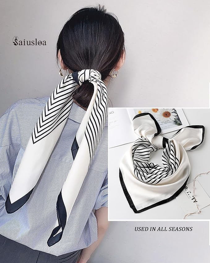 Neck Scarf For Womens Silky Head Scarves Hair Bandanas Square Scarf Fashion Accessories lightweight