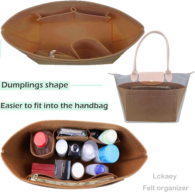 Lckaey bag Organizer Insert for longchamp le pliage organizer insert Handbags Organizer 1012camel-S