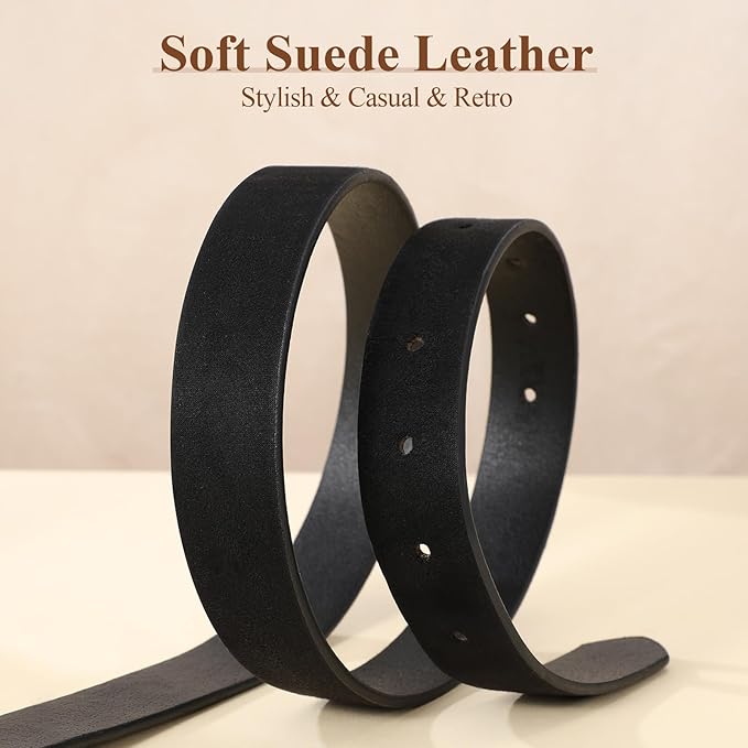 WHIPPY Women Leather Belt Casual Fashion Gold Buckle Leather Waist Belt for Jeans Pants Dresses Chic Ladies Belt