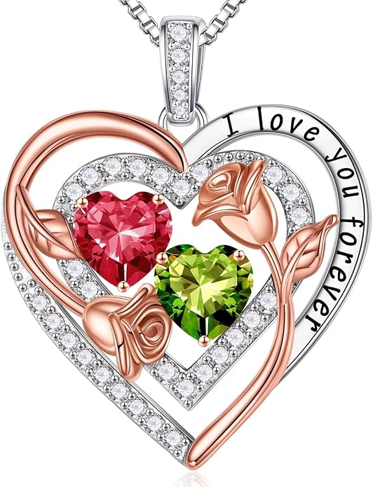 Iefil Mothers Day Gifts for Wife - Sterling Silver Birthstone Necklace Birthday Gifts for Her Wife